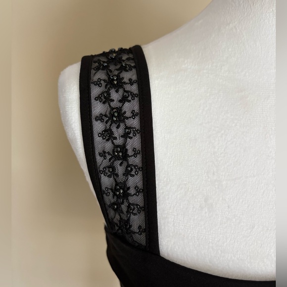 🎾MUST GO OR GONE Black Beaded Sheer Strappy Tank Top - Picture 3 of 6